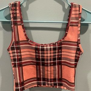 SHIEN Plaid Crop Tank Top